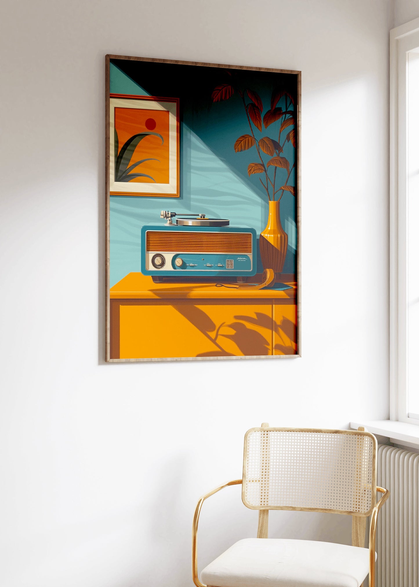 Retro Record Player Poster, Label Print