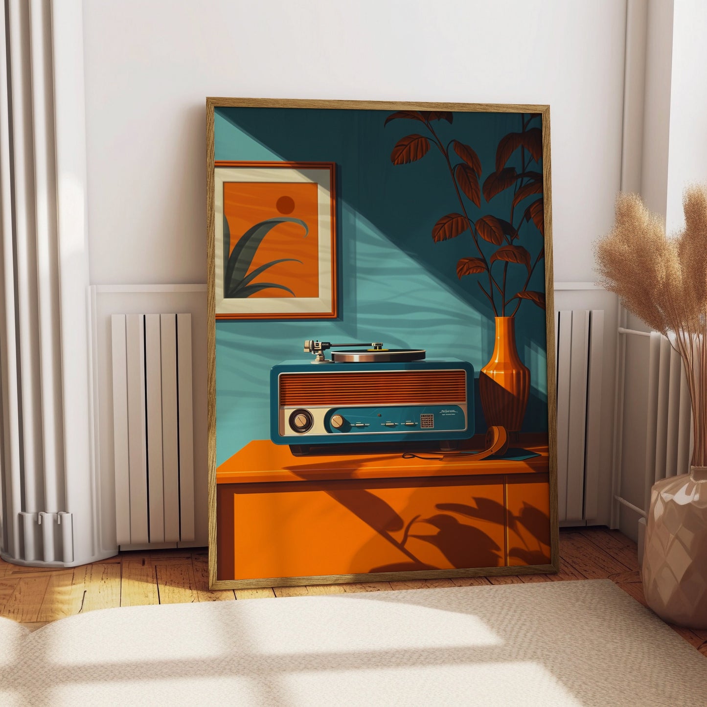 Retro Record Player Poster, Label Print