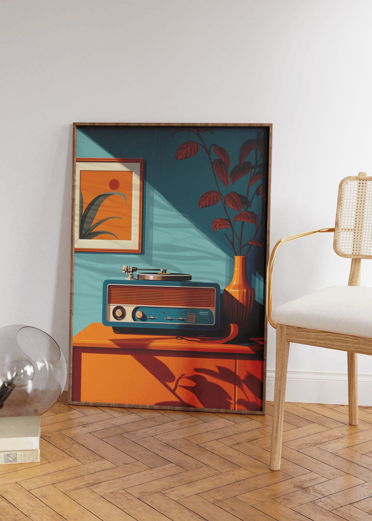 Retro Record Player Poster, Label Print