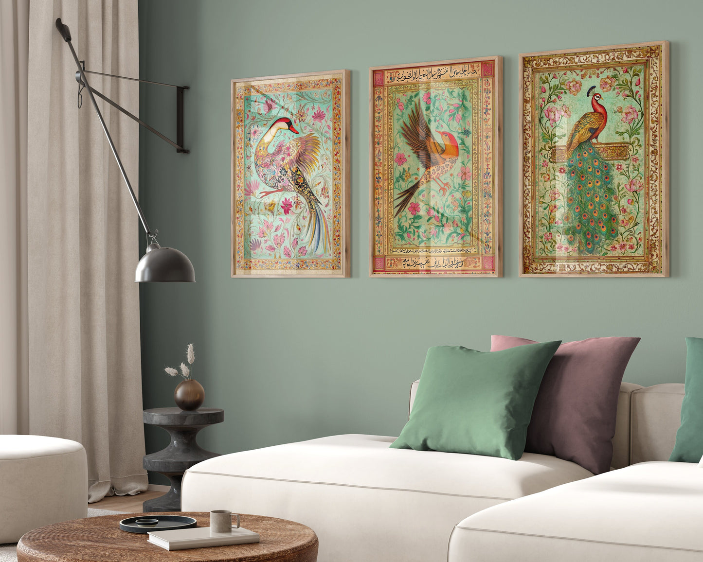 Set of 3 Persian Bird Posters, Birds Poster