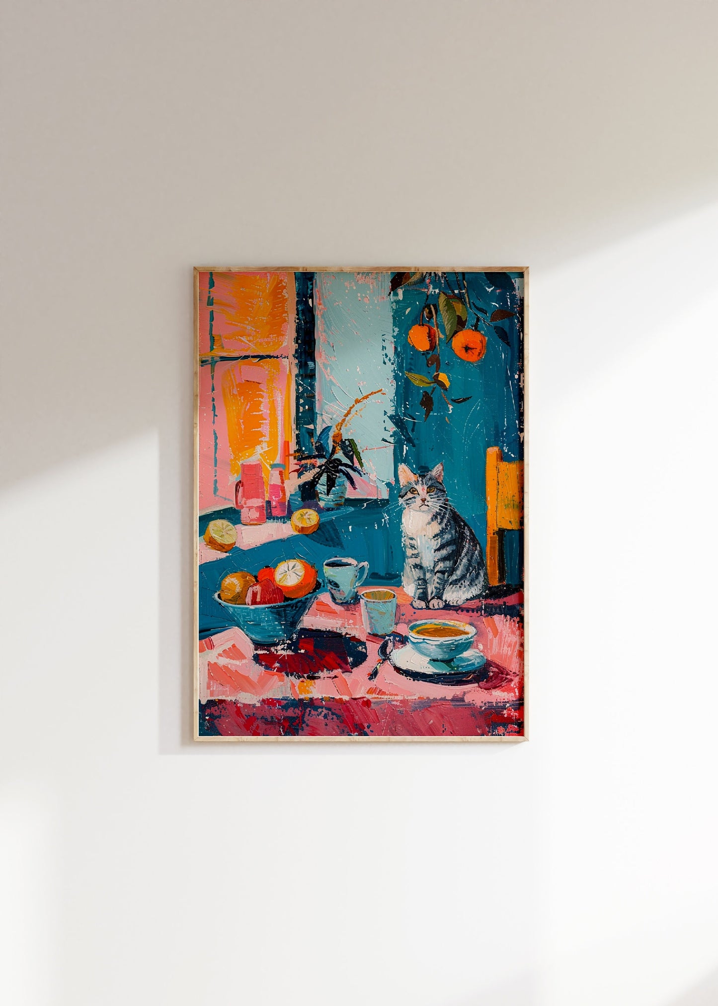 Colourful Cat and Food Print Set Of 3