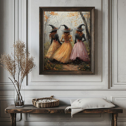 Halloween Witchy Wall Art, Three Witches Poster Print