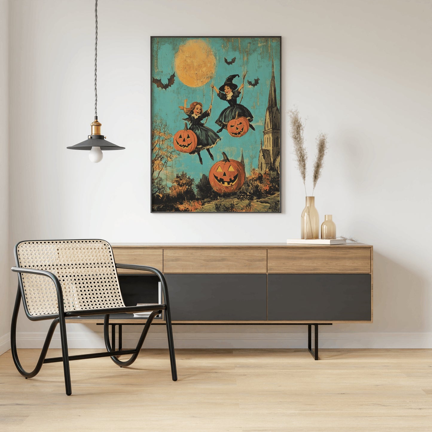 Halloween Witchy Wall Art, Two Witches Poster