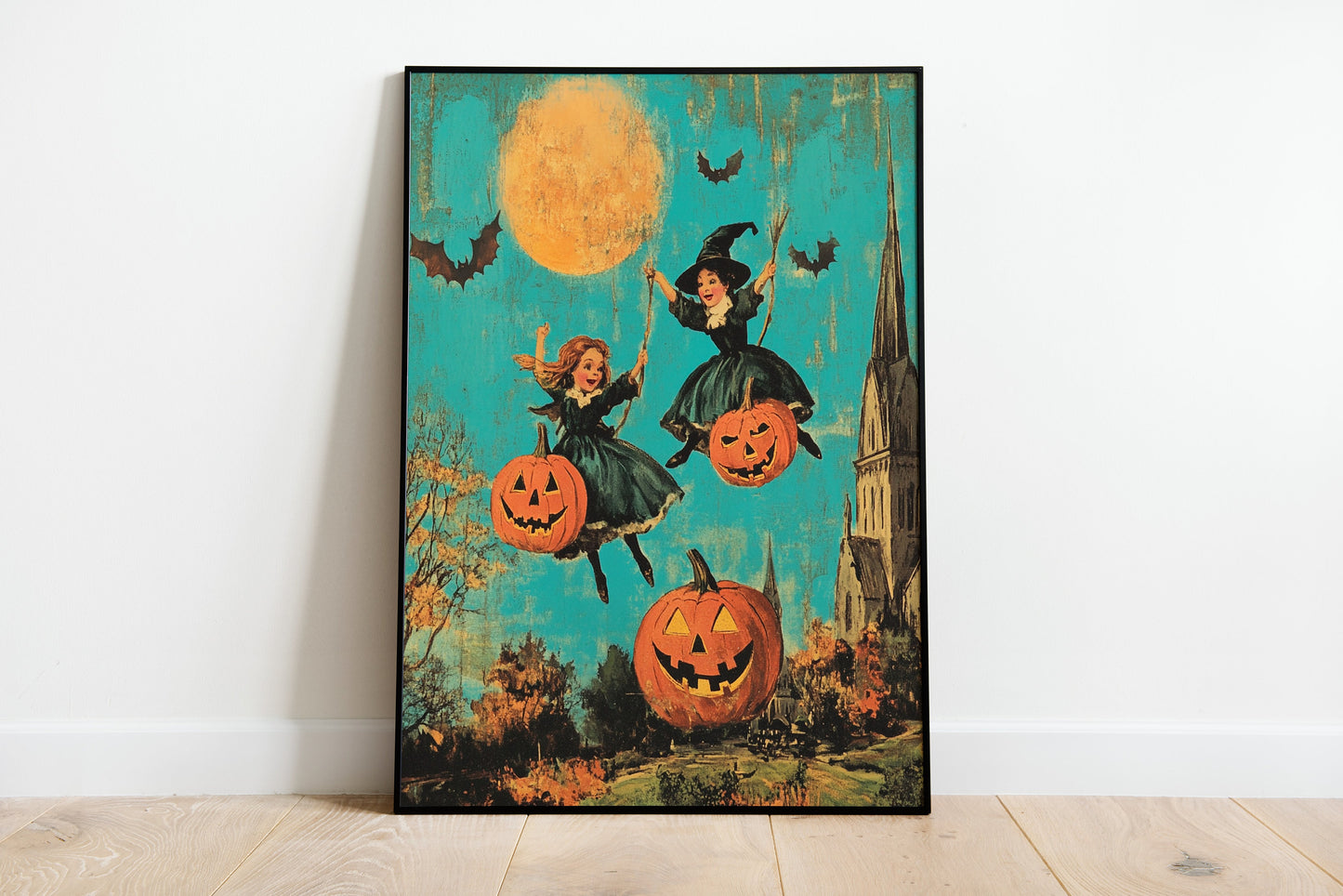 Halloween Witchy Wall Art, Two Witches Poster