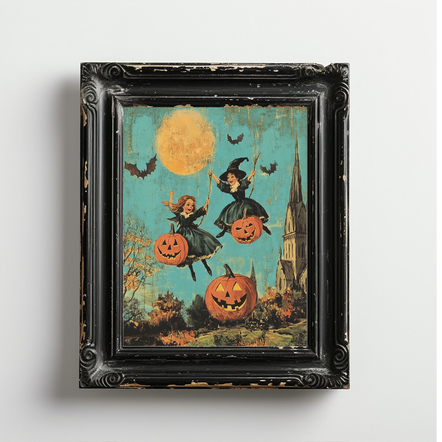 Halloween Witchy Wall Art, Two Witches Poster