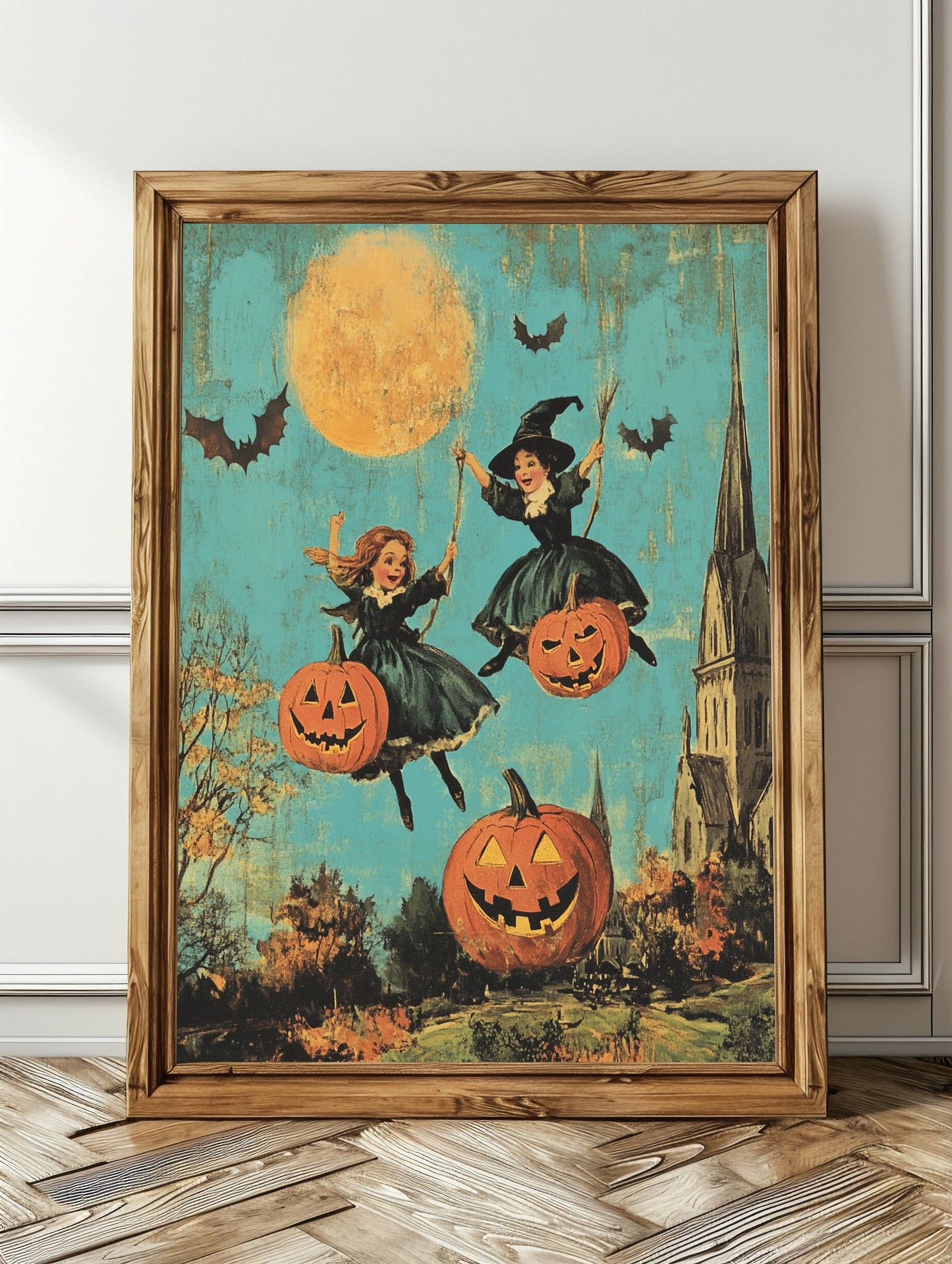 Halloween Witchy Wall Art, Two Witches Poster