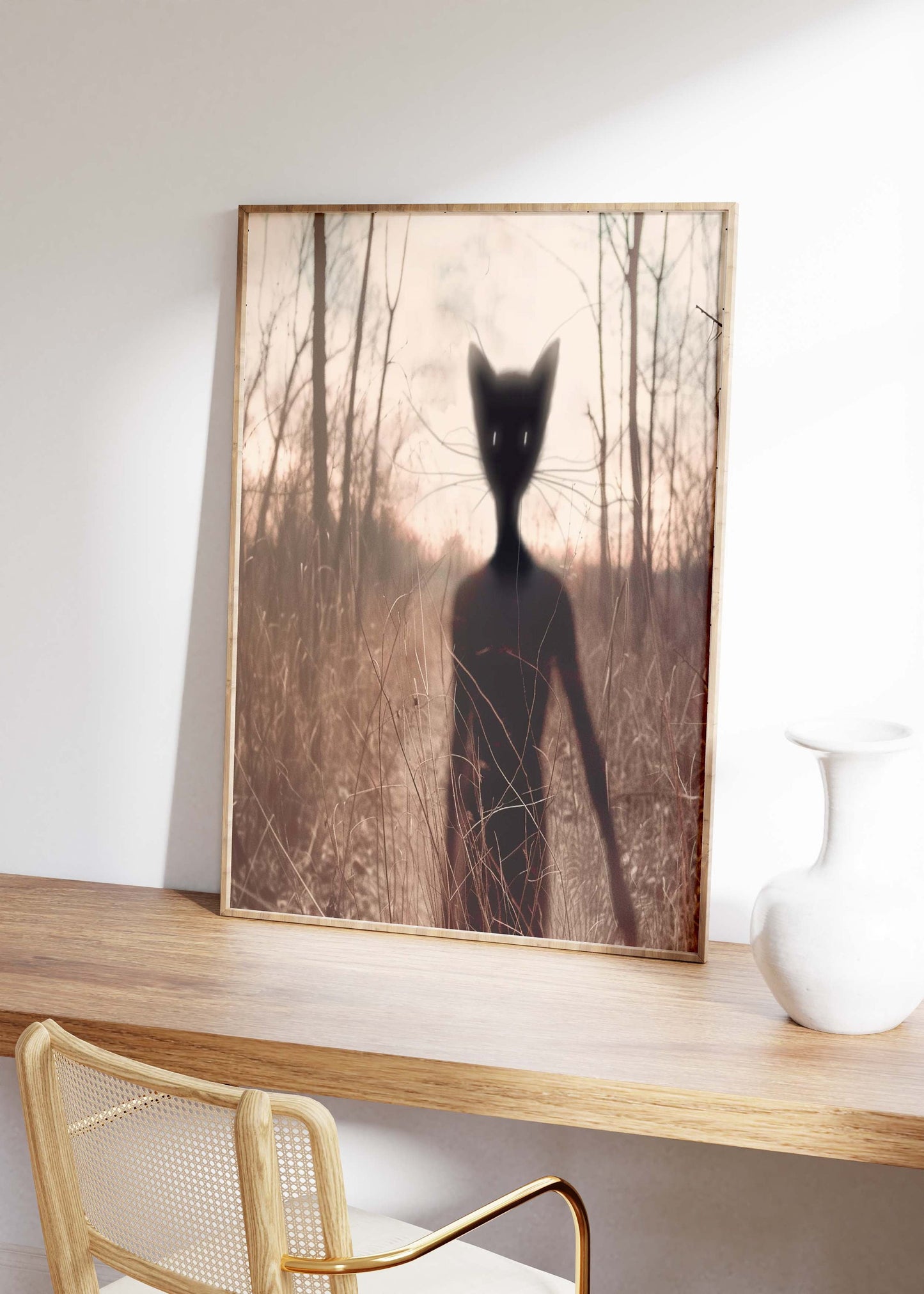 Slenderman Cat in The Forest Print