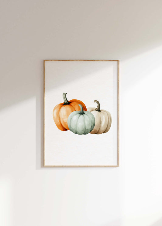 Vintage Watercolour Pumpkin Poster