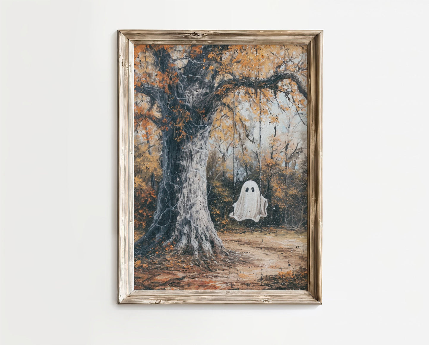 Ghost On a Swing Halloween Print