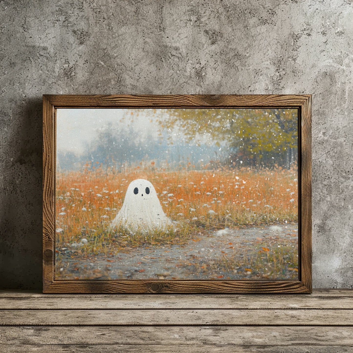 Ghost in The Field Halloween Poster Print