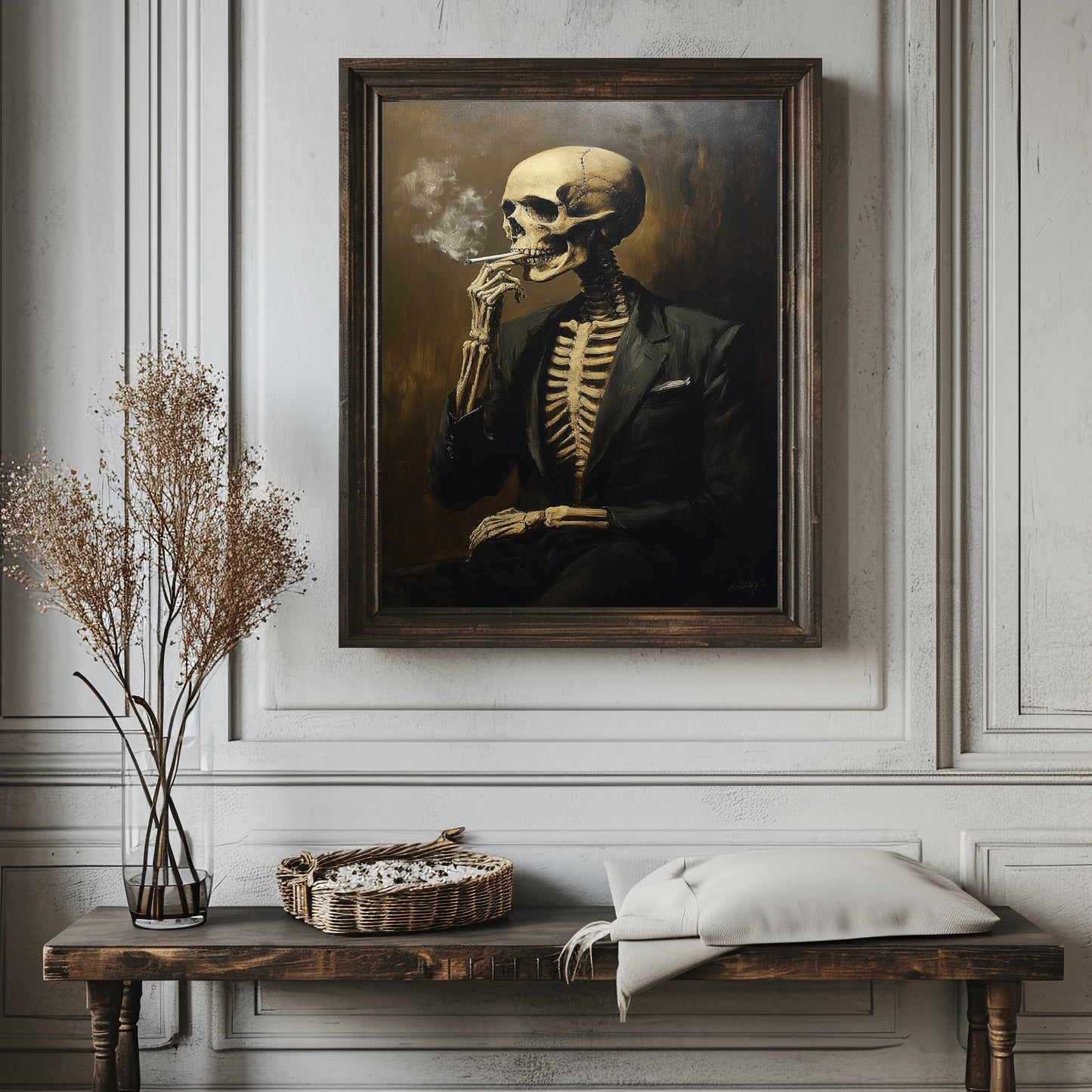 Skeleton Wearing a Black Suit Print