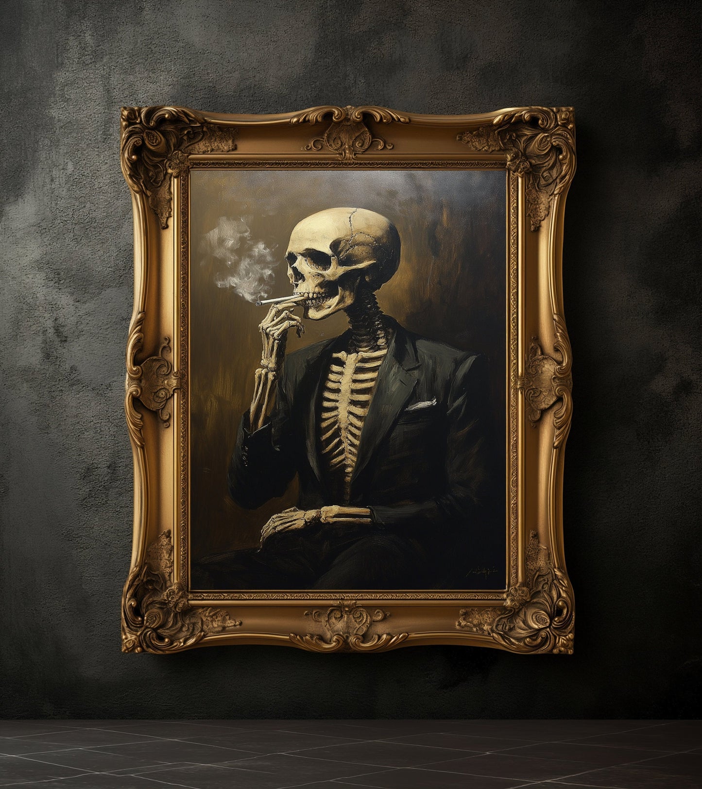 Skeleton Wearing a Black Suit Print