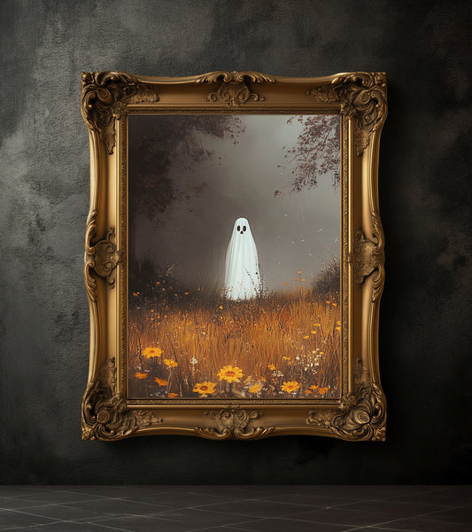 Ghost in The Wildflower Field Halloween Poster Print