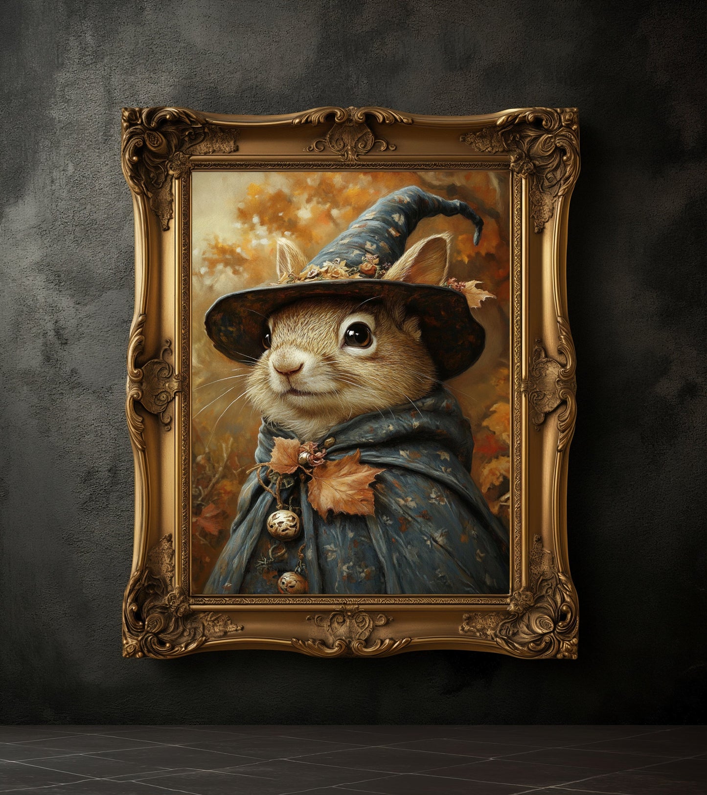 Squirrel Wearing Witch Hat Print