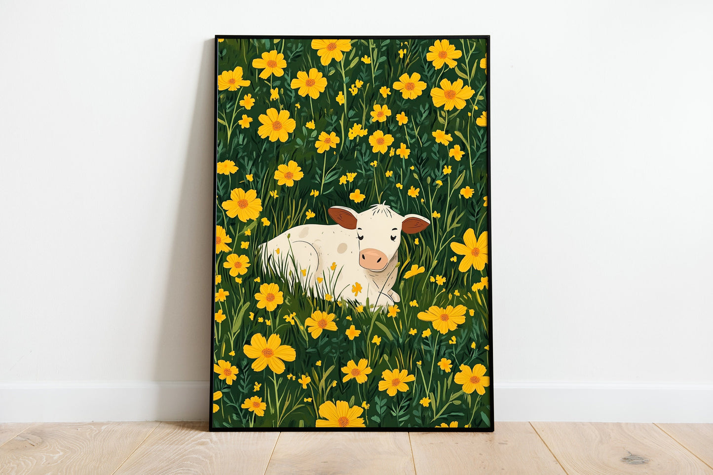 Cute Cow In The Field Poster