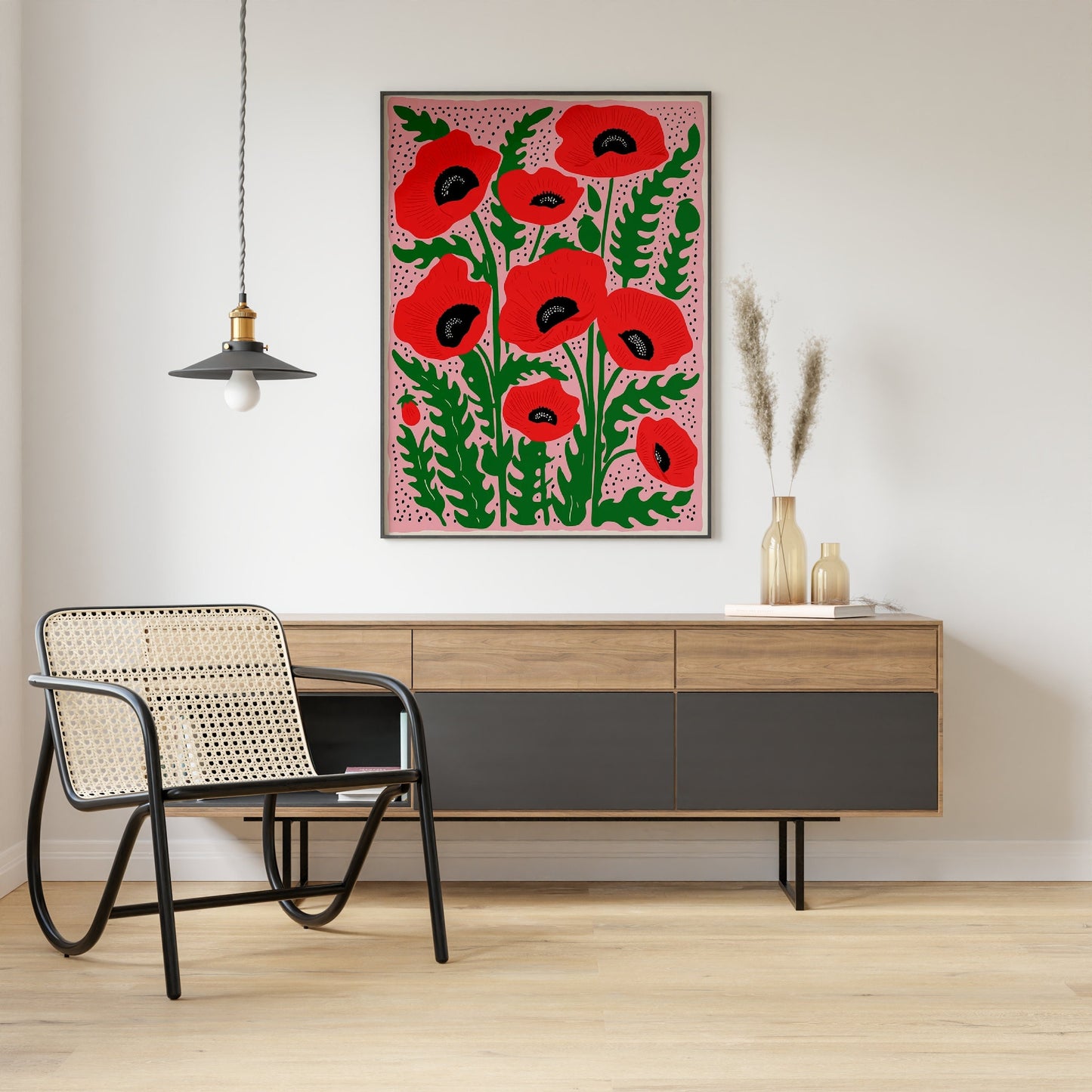 Vintage Red Poppies Print