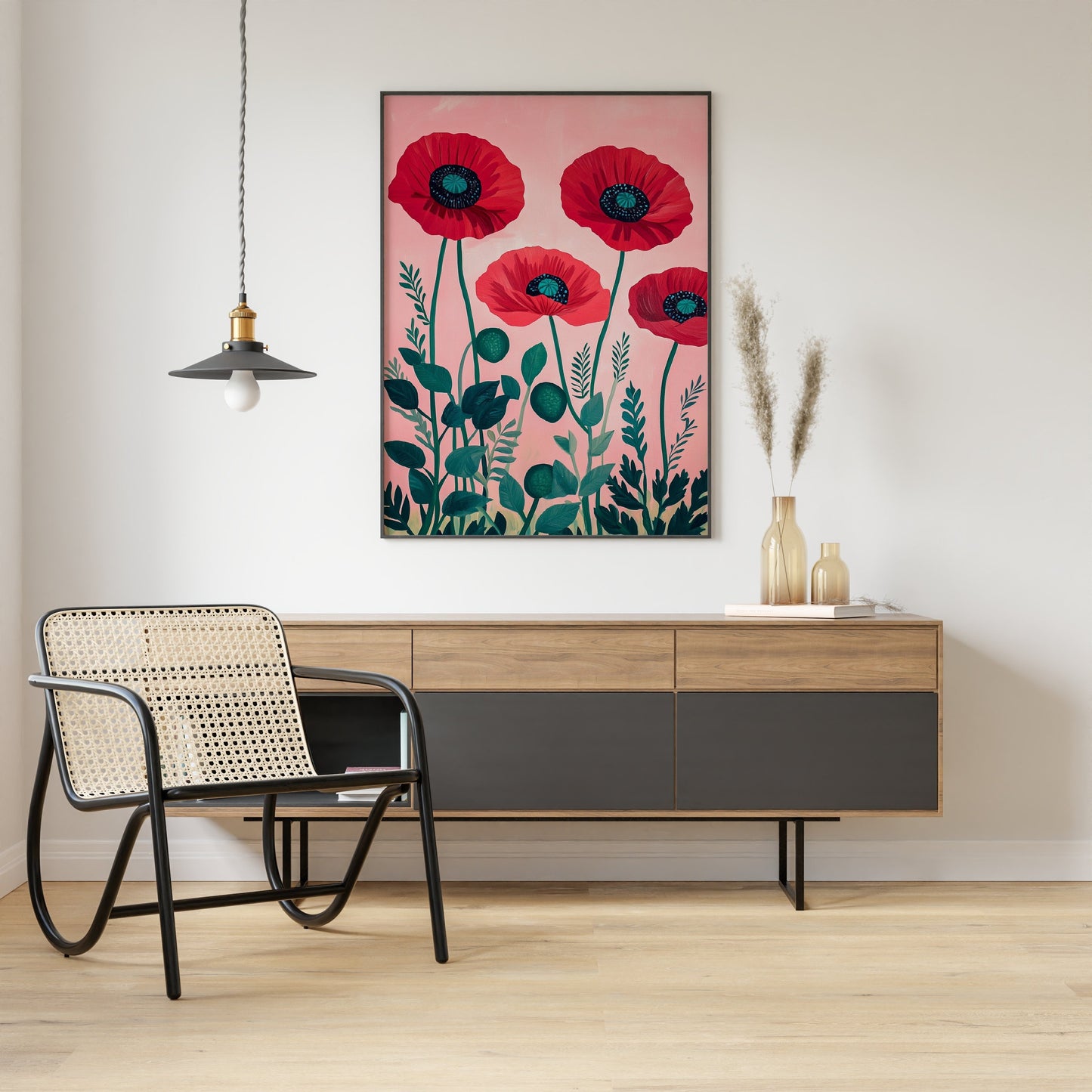 Vintage Red Poppies Print