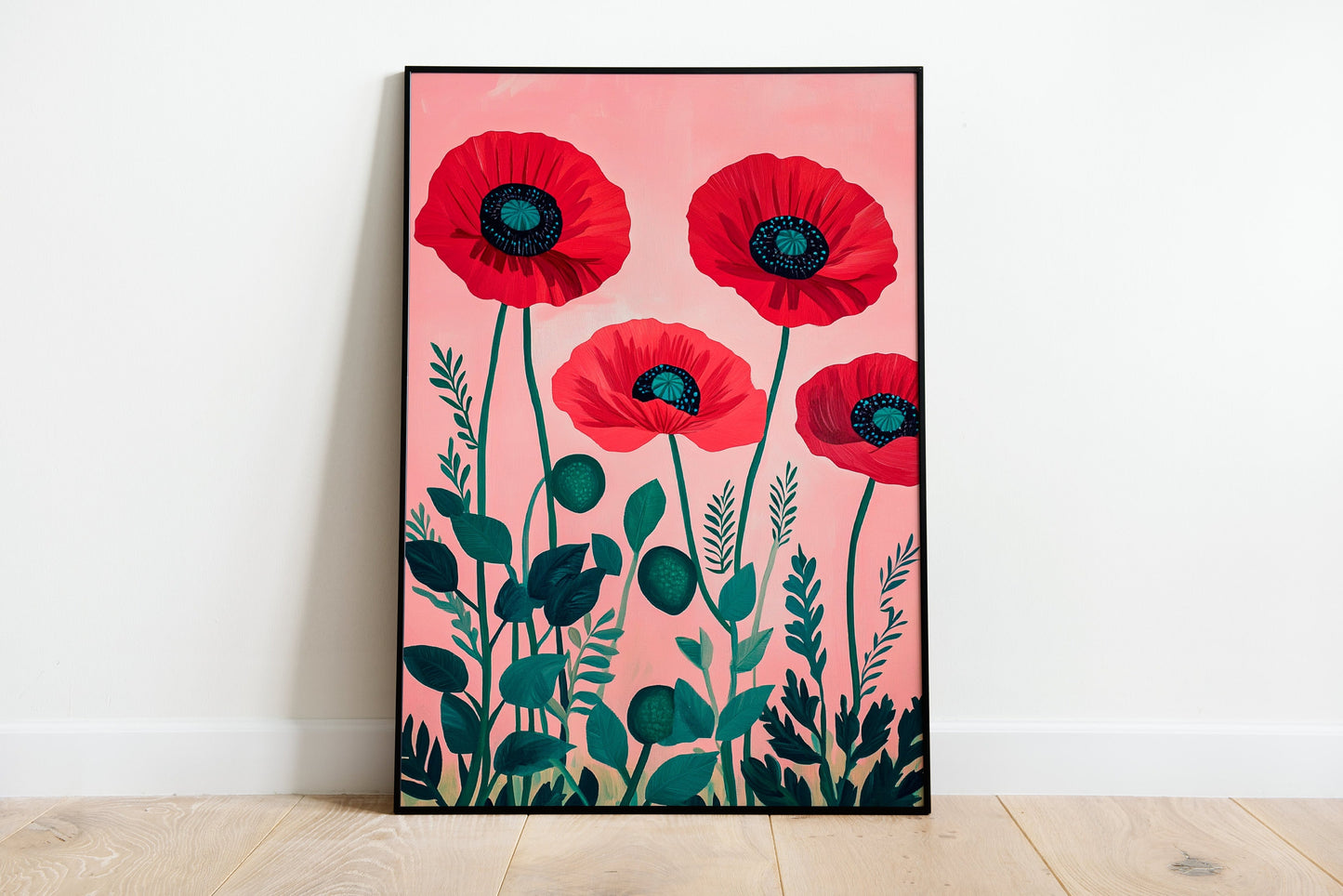 Vintage Red Poppies Print