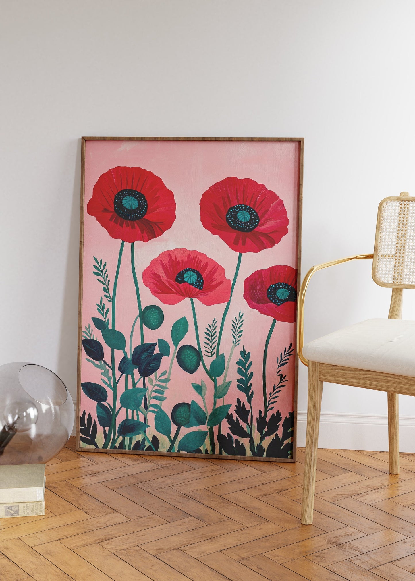 Vintage Red Poppies Print