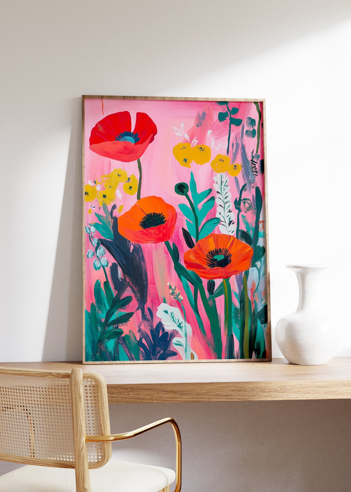 Vintage Red Poppies Print