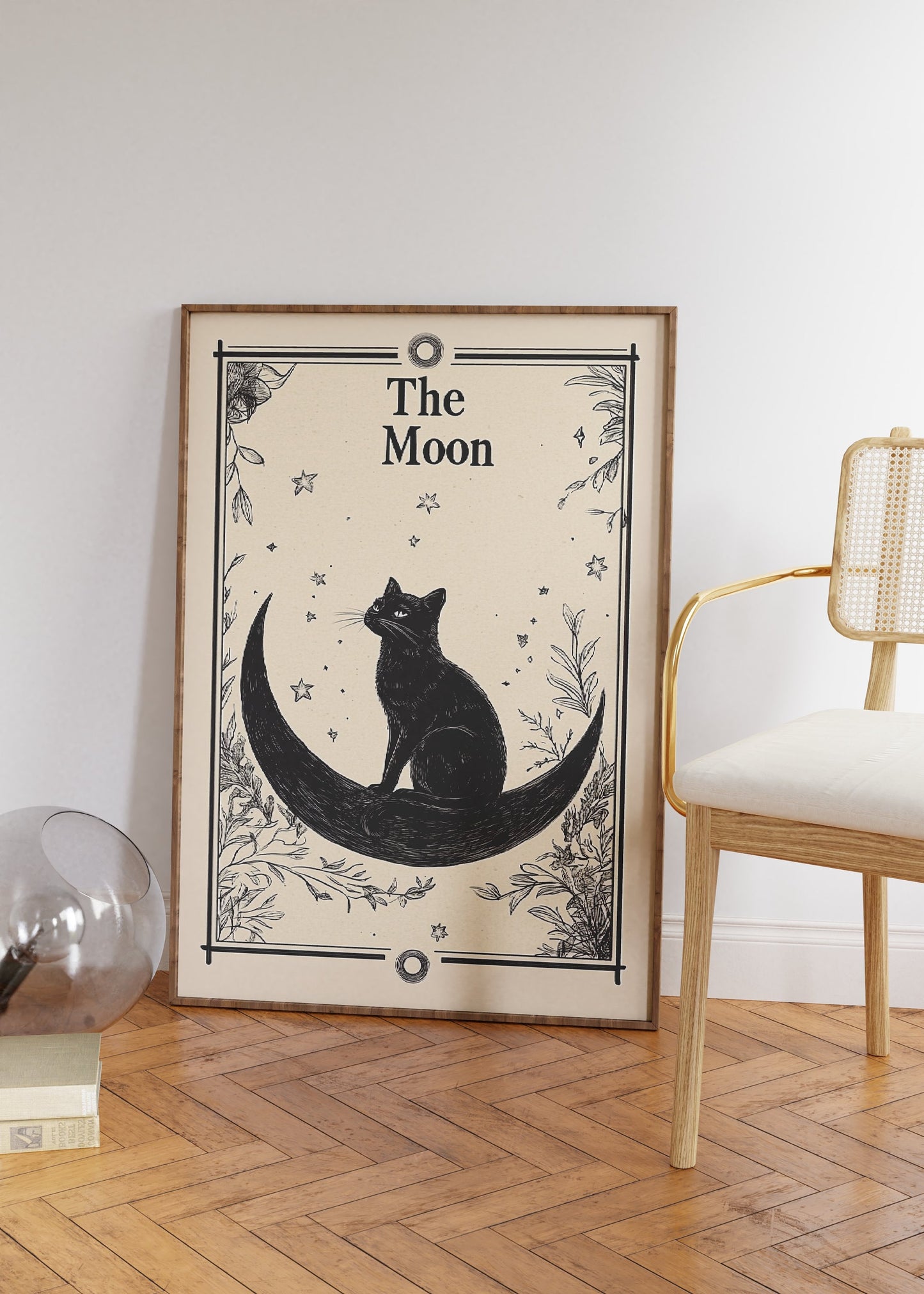 Vintage Funny Cat And Moon Vintage Poster