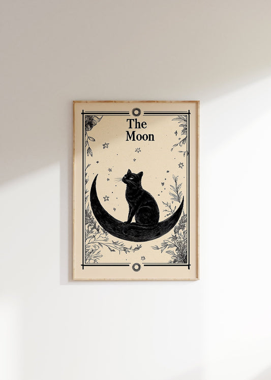 Vintage Funny Cat And Moon Vintage Poster