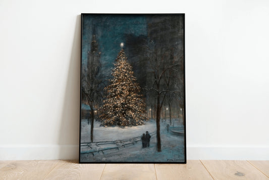 Vintage New York Christmas Tree Poster