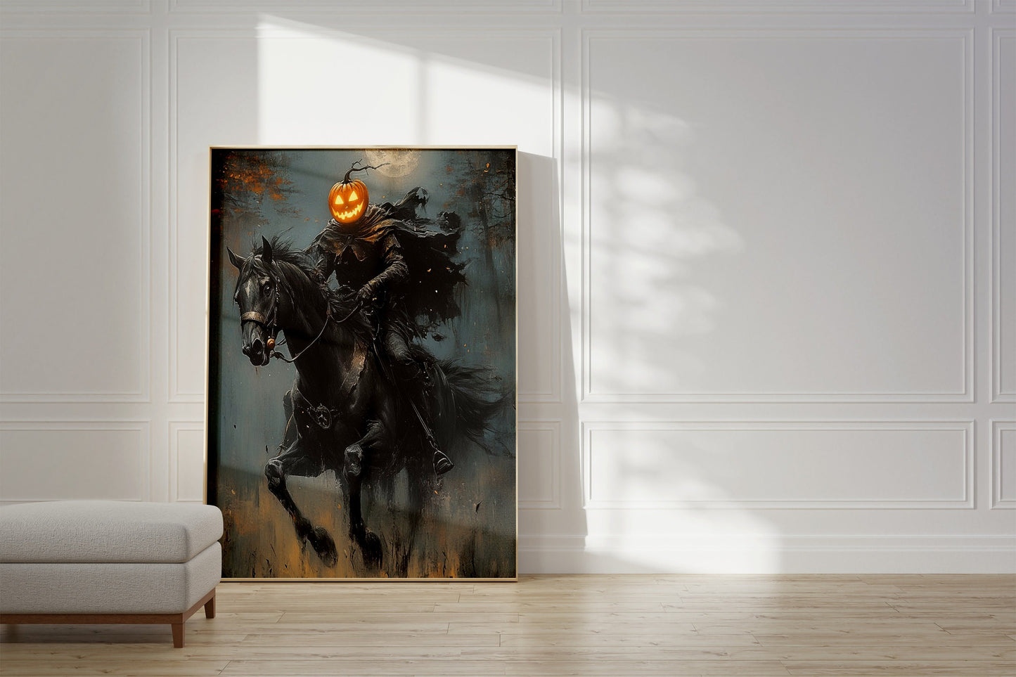 Pumpkin Rider Wall Art, Dark  Moody Fantasy Poster