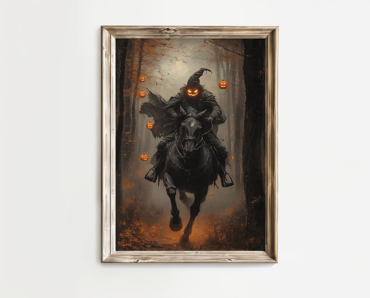 Pumpkin Rider Wall Art, Dark  Moody Fantasy Poster Print