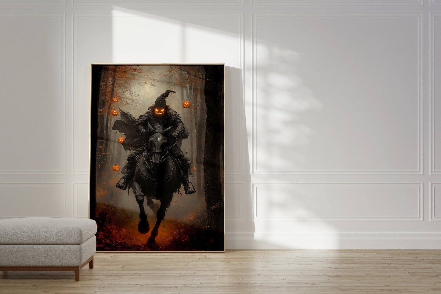 Pumpkin Rider Wall Art, Dark  Moody Fantasy Print