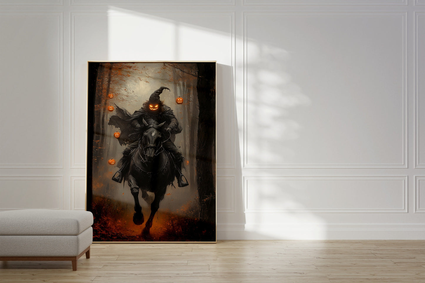 Pumpkin Rider Wall Art, Dark  Moody Fantasy Poster Print