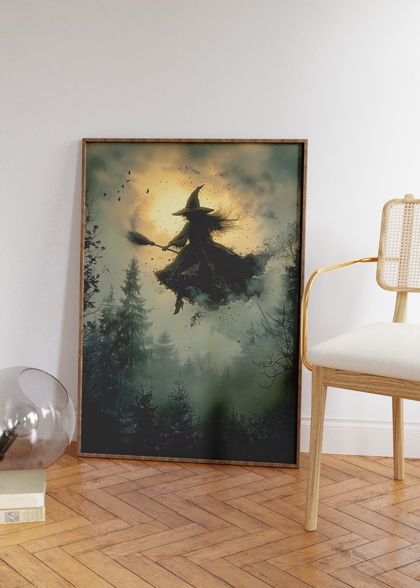 Halloween Witchy Wall Art, Vintage Witch Poster