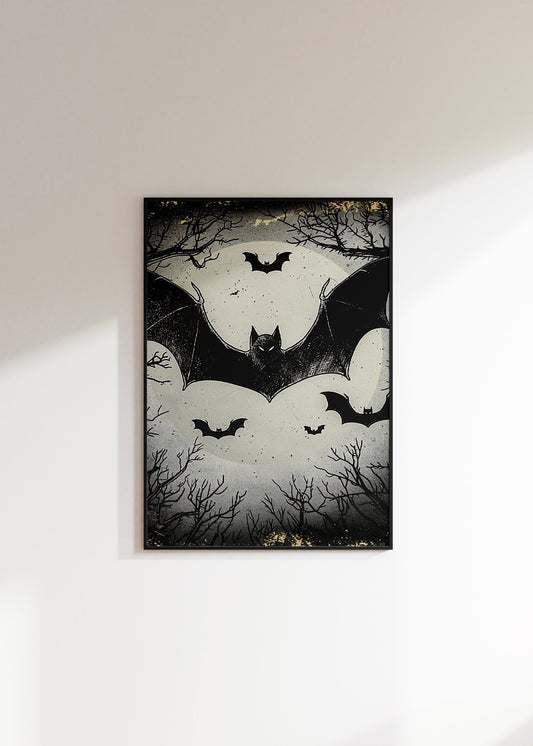 Spooky Bats Poster, Halloween Bats Print