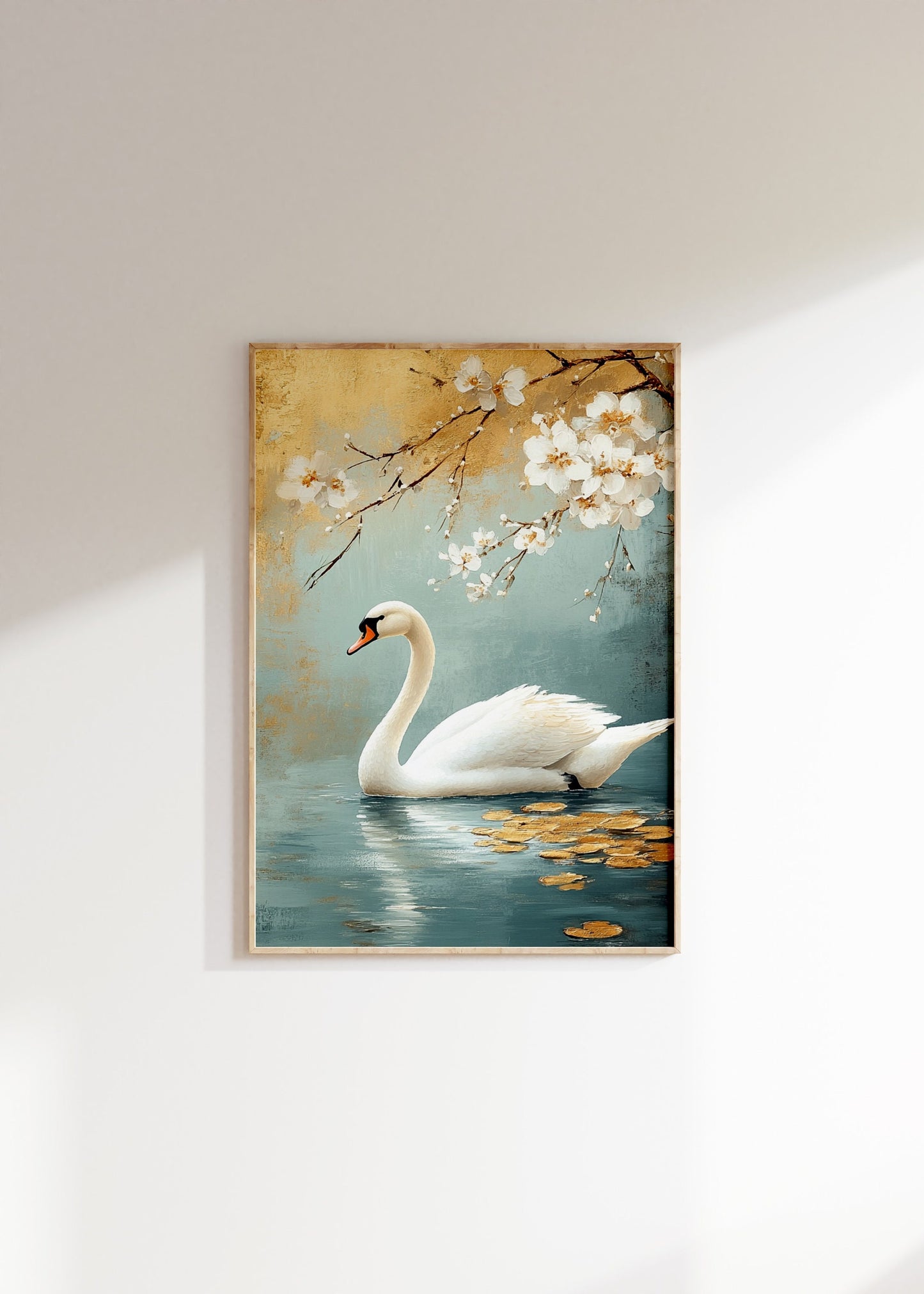 Japandi Style Swan Painting Poster