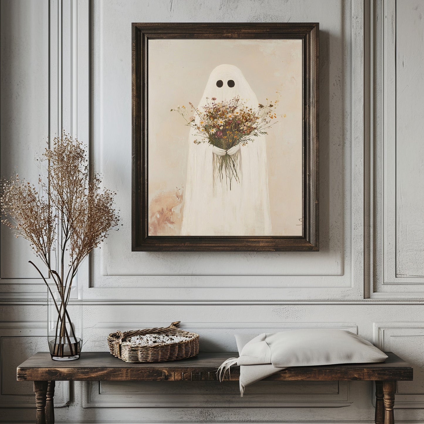 Ghost Ghost Holding Wildflowers Poster Print