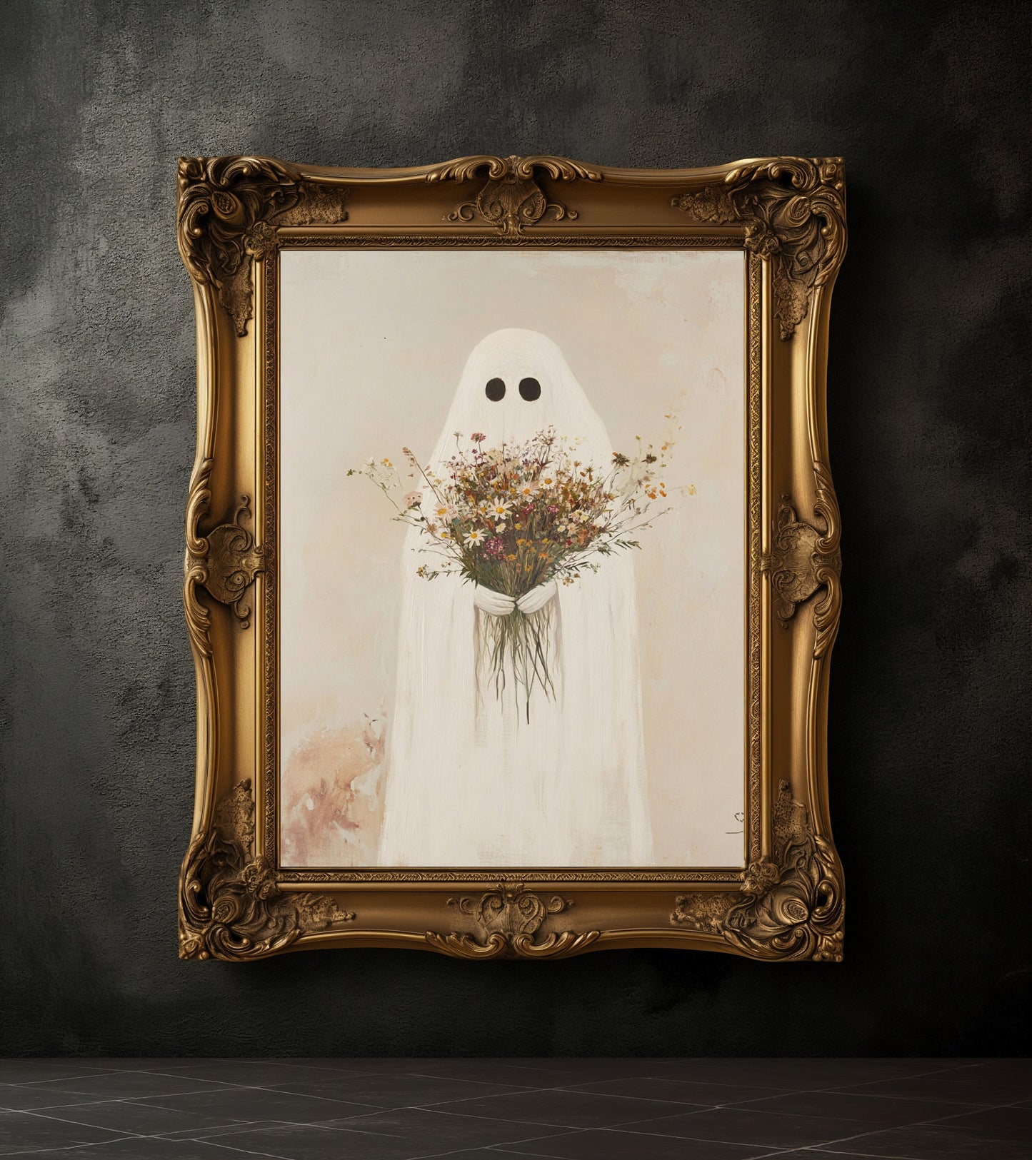 Ghost Ghost Holding Wildflowers Poster Print