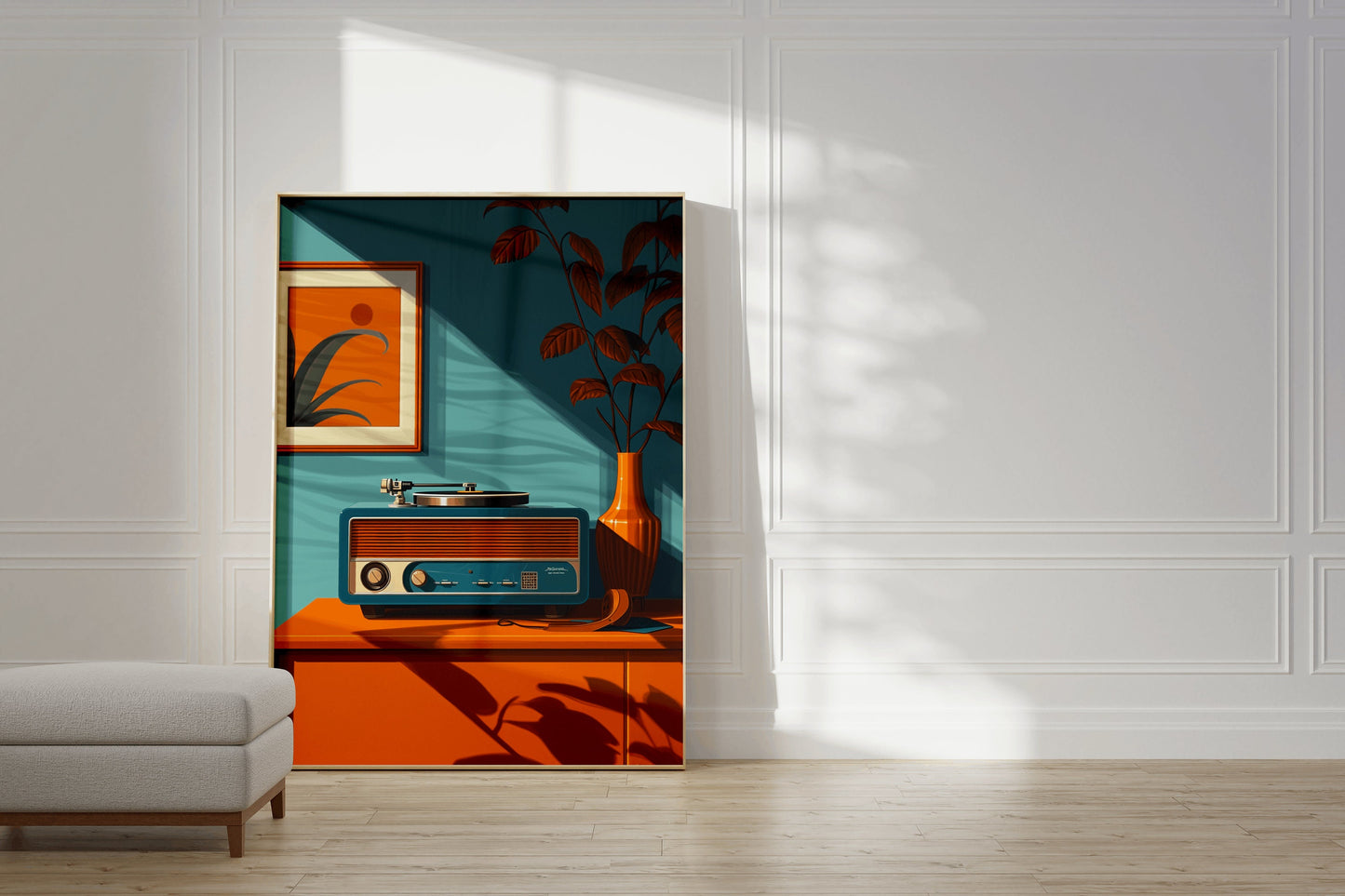 Retro Record Player Poster, Label Print