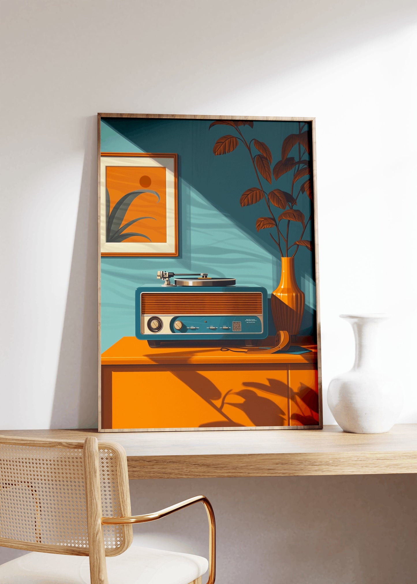 Retro Record Player Poster, Label Print