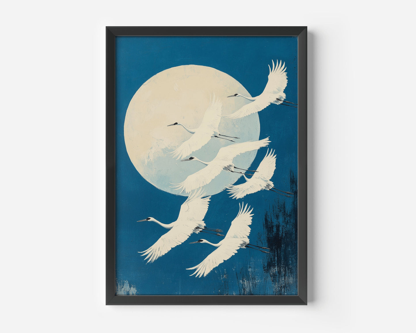 White Crane Flying Painting Print