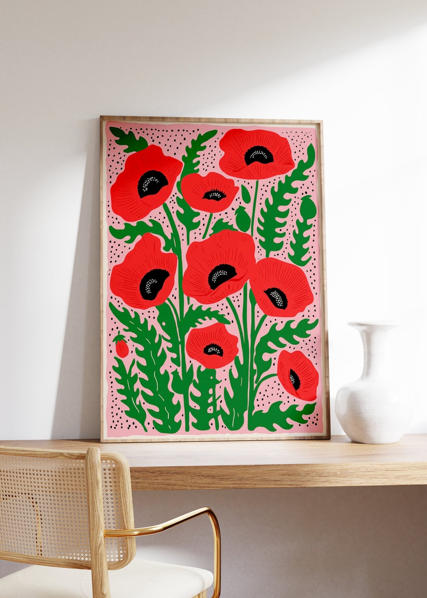 Vintage Red Poppies Print