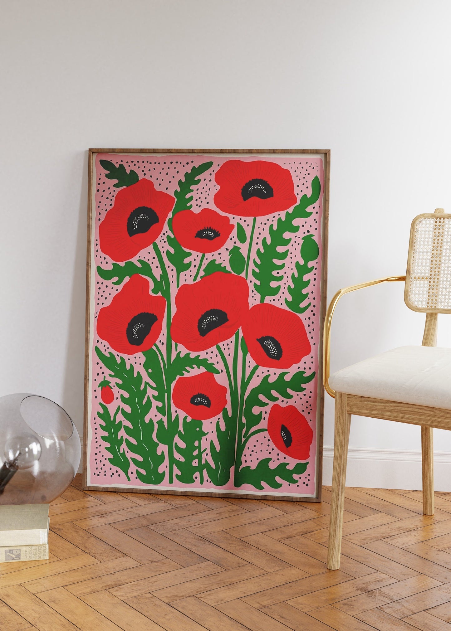 Vintage Red Poppies Print