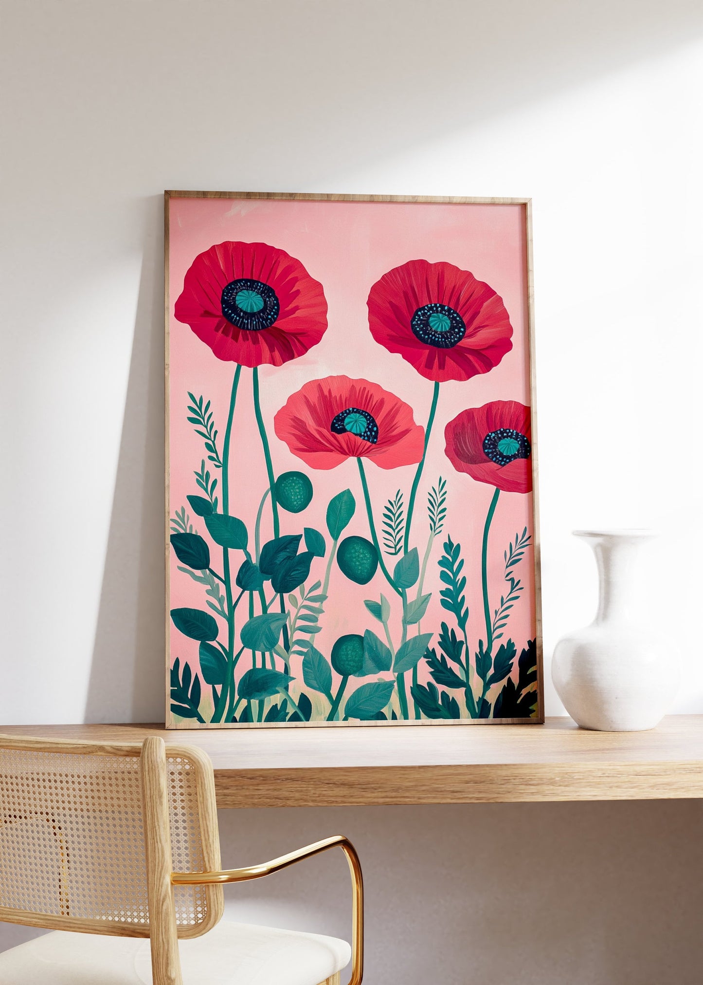 Vintage Red Poppies Print