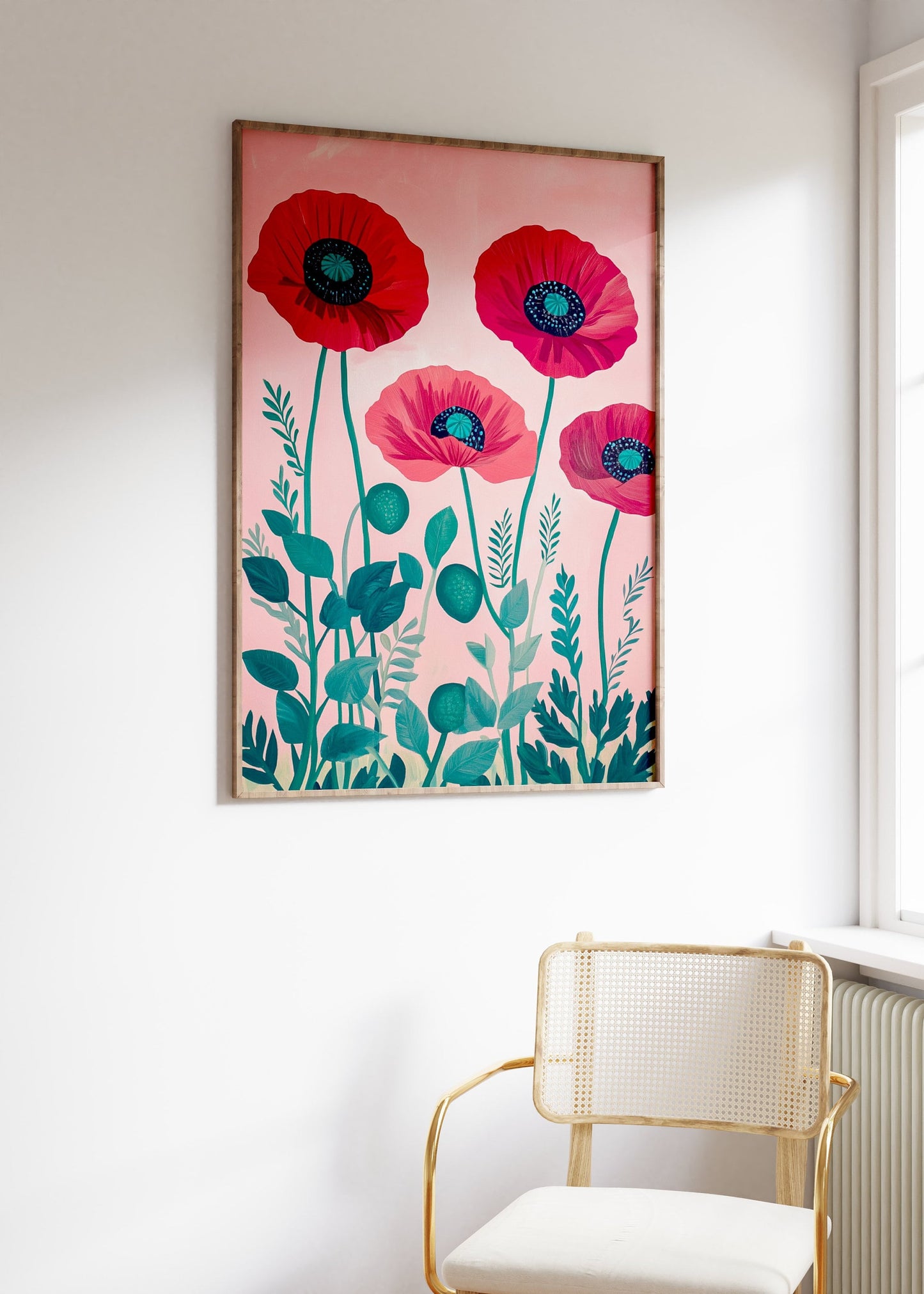 Vintage Red Poppies Print