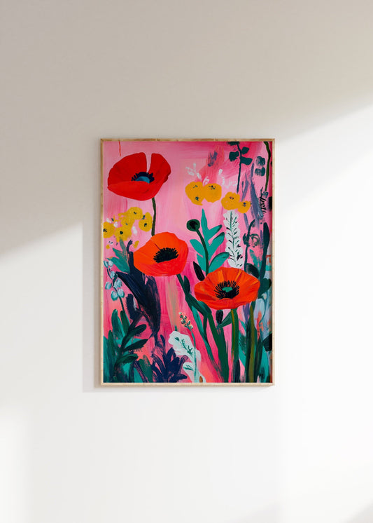 Vintage Red Poppies Print