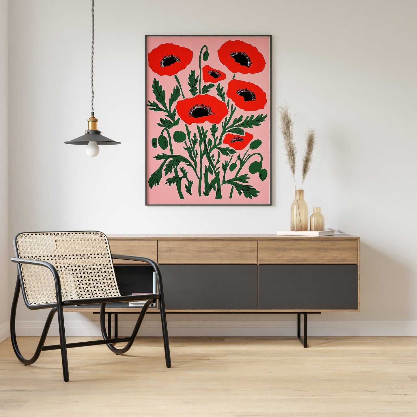 Vintage Red Poppies Print