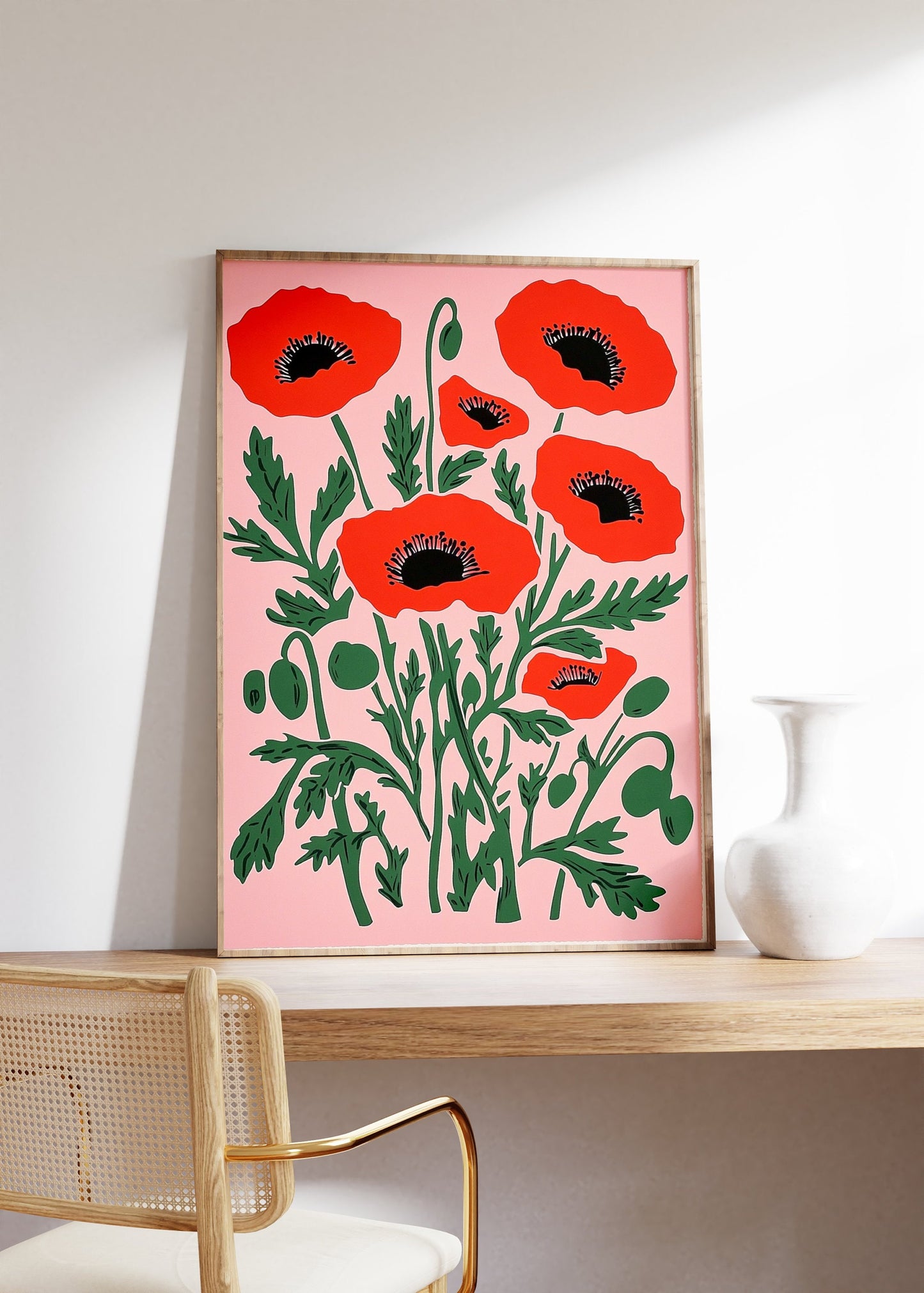 Vintage Red Poppies Print