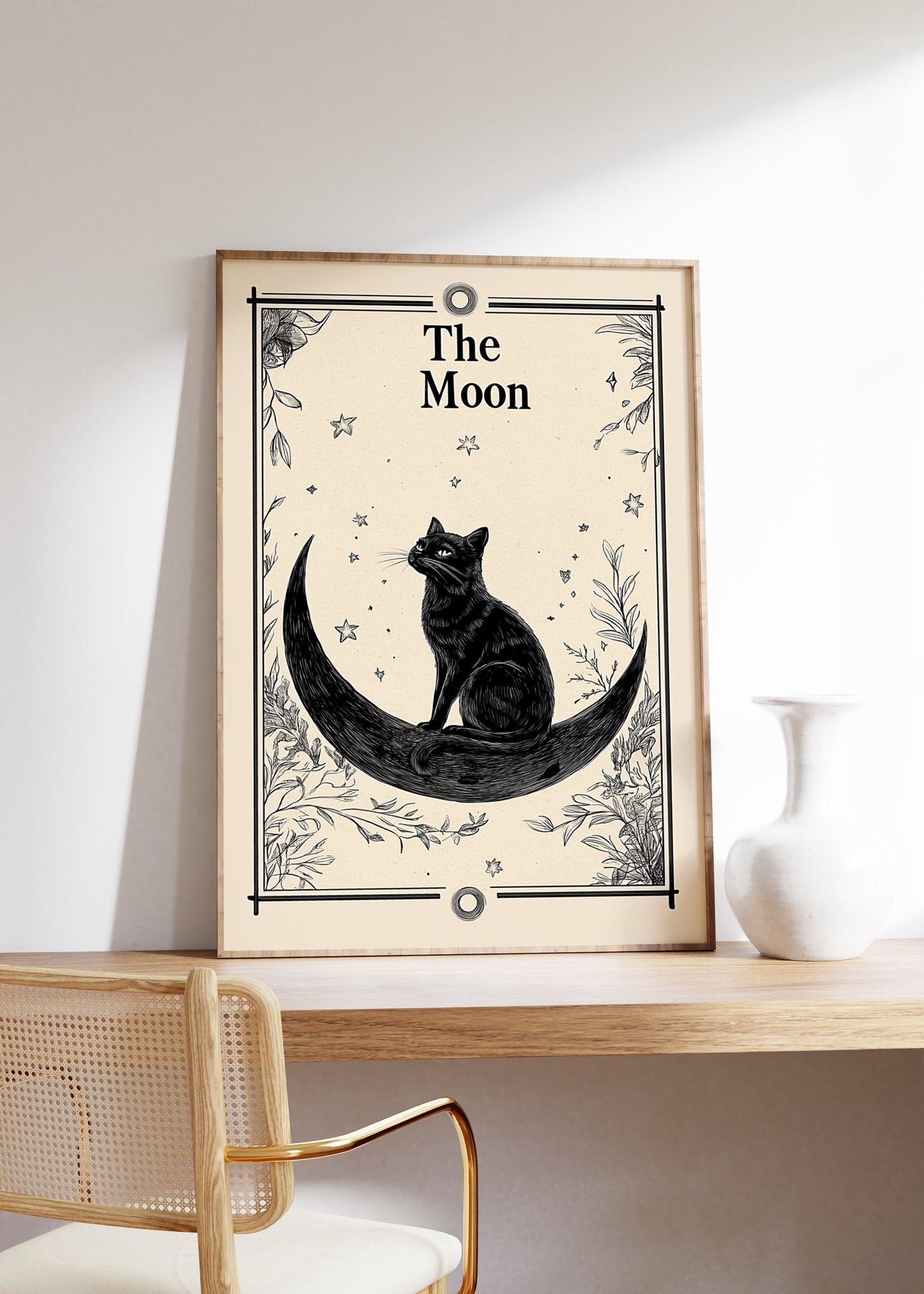 Vintage Funny Cat And Moon Vintage Poster