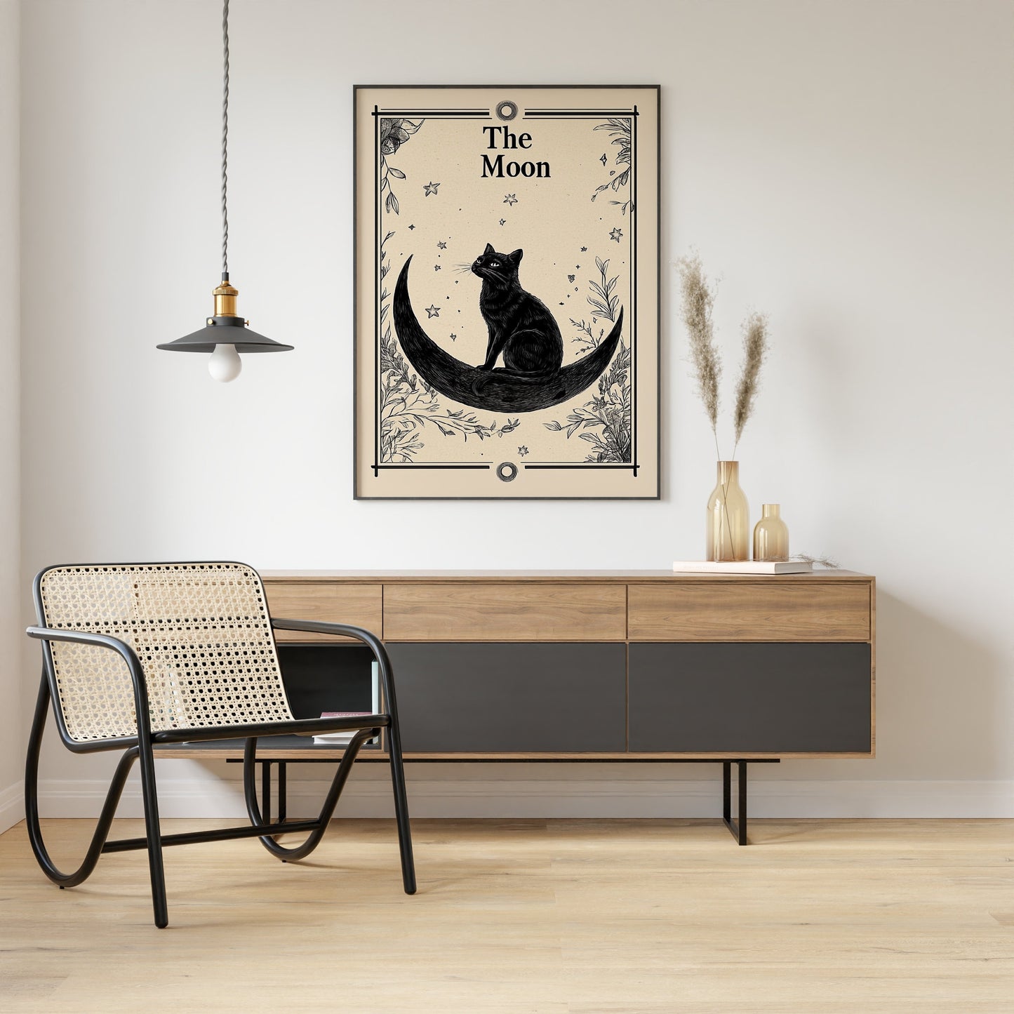 Vintage Funny Cat And Moon Vintage Poster